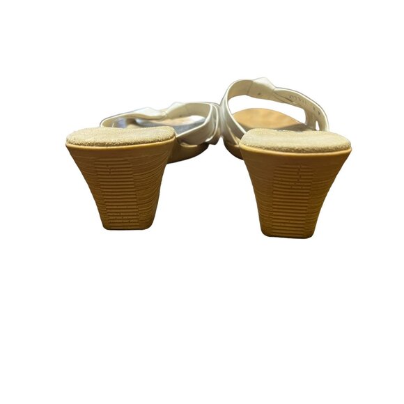 SAS White Leather Slip On Sandals Shoes Comfort Block Rubber 2" Heel Size 8 - Picture 4 of 7